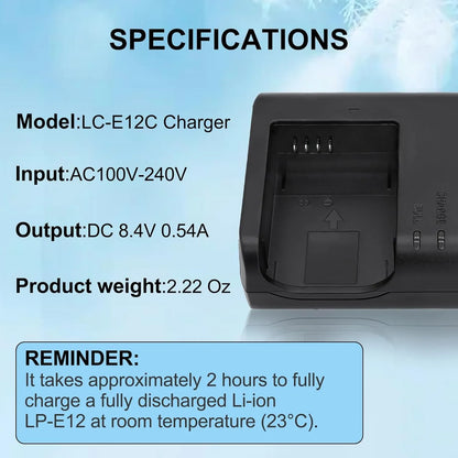 Cargador Bateria Canon Lp E12 Compatible Eos M100 M50 M10 Seguro Y Portatil