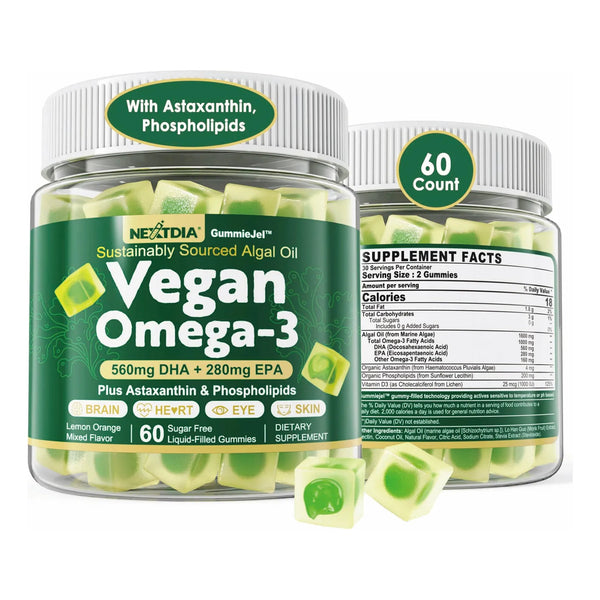 Gomitas Veganas Omega 3 1000 Mg Con Astaxantina Fosfolipidos DHA 560 Mg EPA 280 Mg