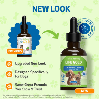 Suplemento Life Gold Para Perros Y Gatos Apoyo Natural Contra Cáncer 2 Onzas