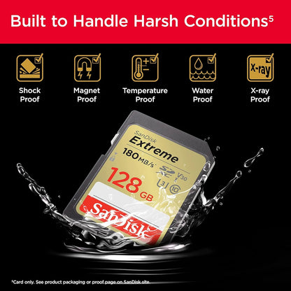 Tarjeta SanDisk Extreme 128GB SDXC UHS-I Velocidad 180MB/s Ideal 4K UHD