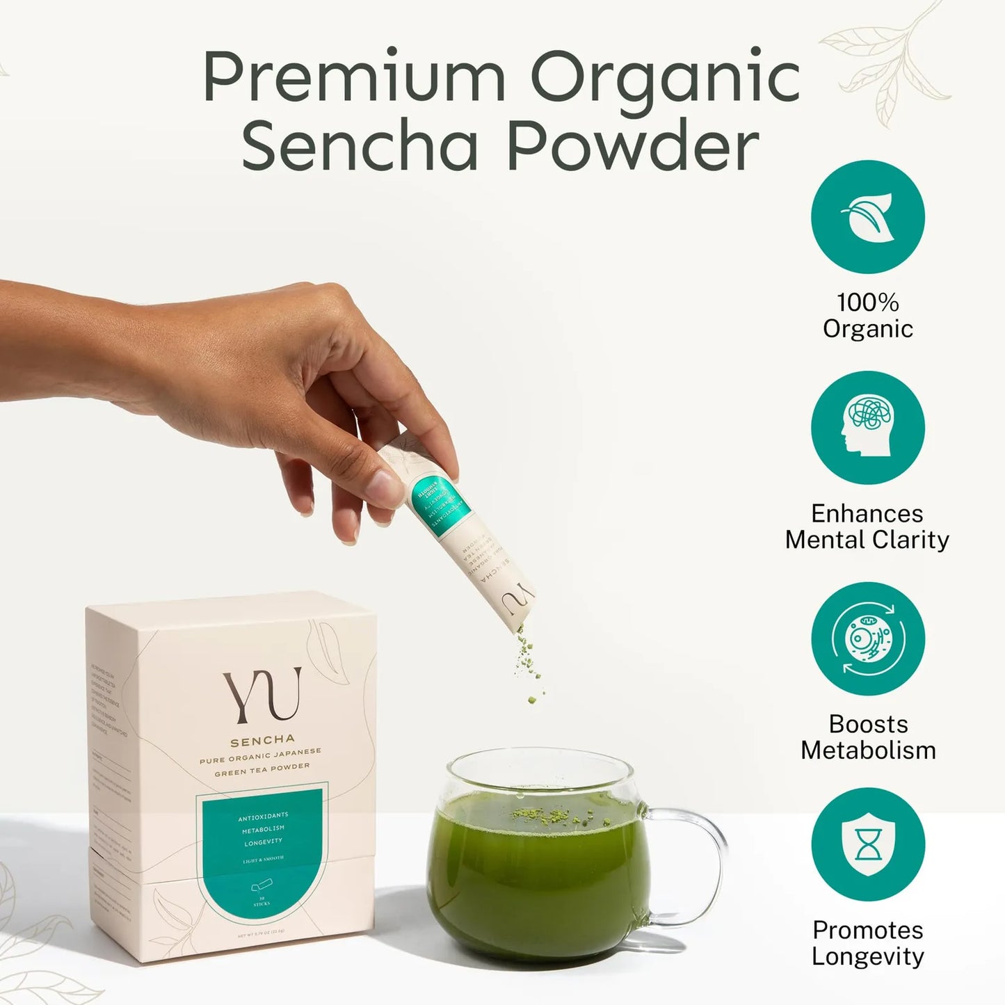 Té Verde Descafeinado Orgánico Sencha En Polvo 100 Porciones Antioxidante
