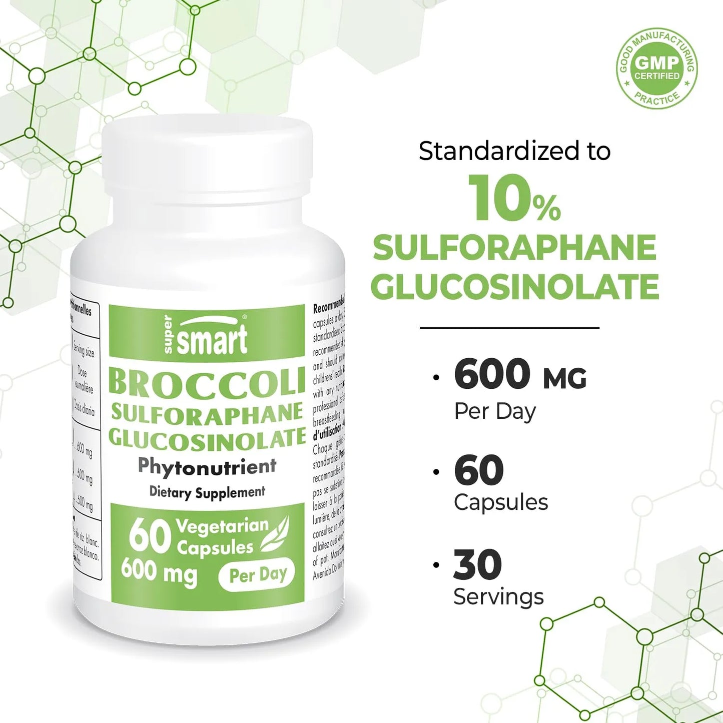 Suplemento De Sulforafano De Brócoli 600 Mg Con Mirosinasa 60 Cápsulas