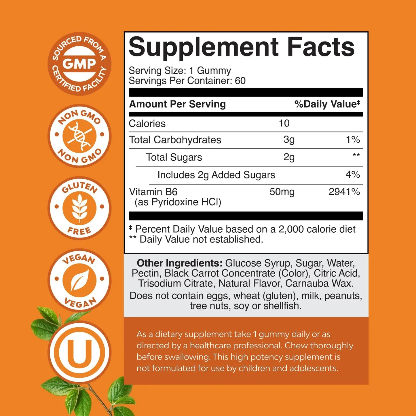 Gomitas Vitamina B6 50 Mg Apoyo Inmunologico Y Estado De Animo Veganas
