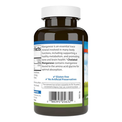 Manganeso Quelado 20 Mg Absorcion Superior Metabolismo Salud Huesos Y Cerebro 250 Tabletas