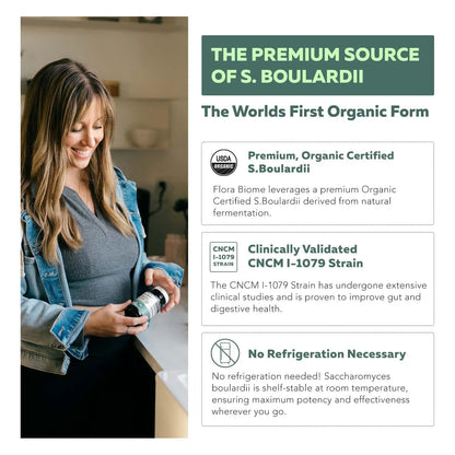 Saccharomyces Boulardii Organico 10 Mil Millones UFC Probiótico Intestinal Premium