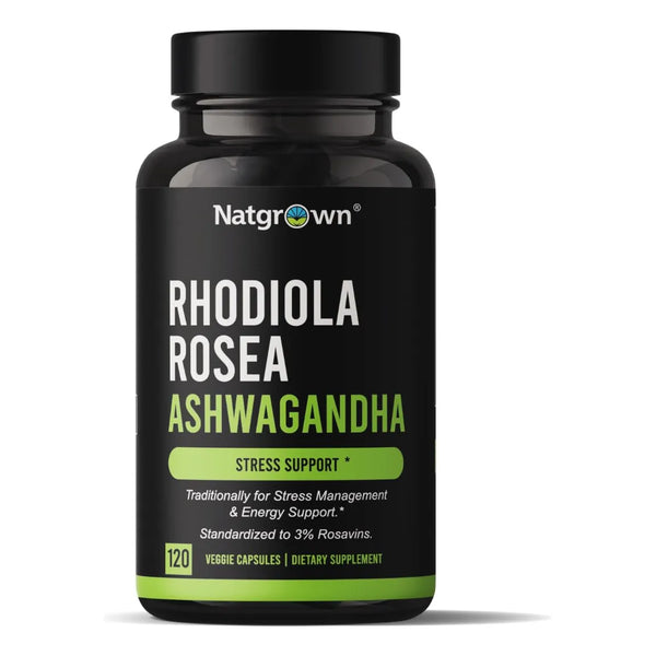 Rhodiola Rosea Ashwagandha Extracto Raíz Cápsulas 120 Unidades Estandarizado 3 Rosavinas