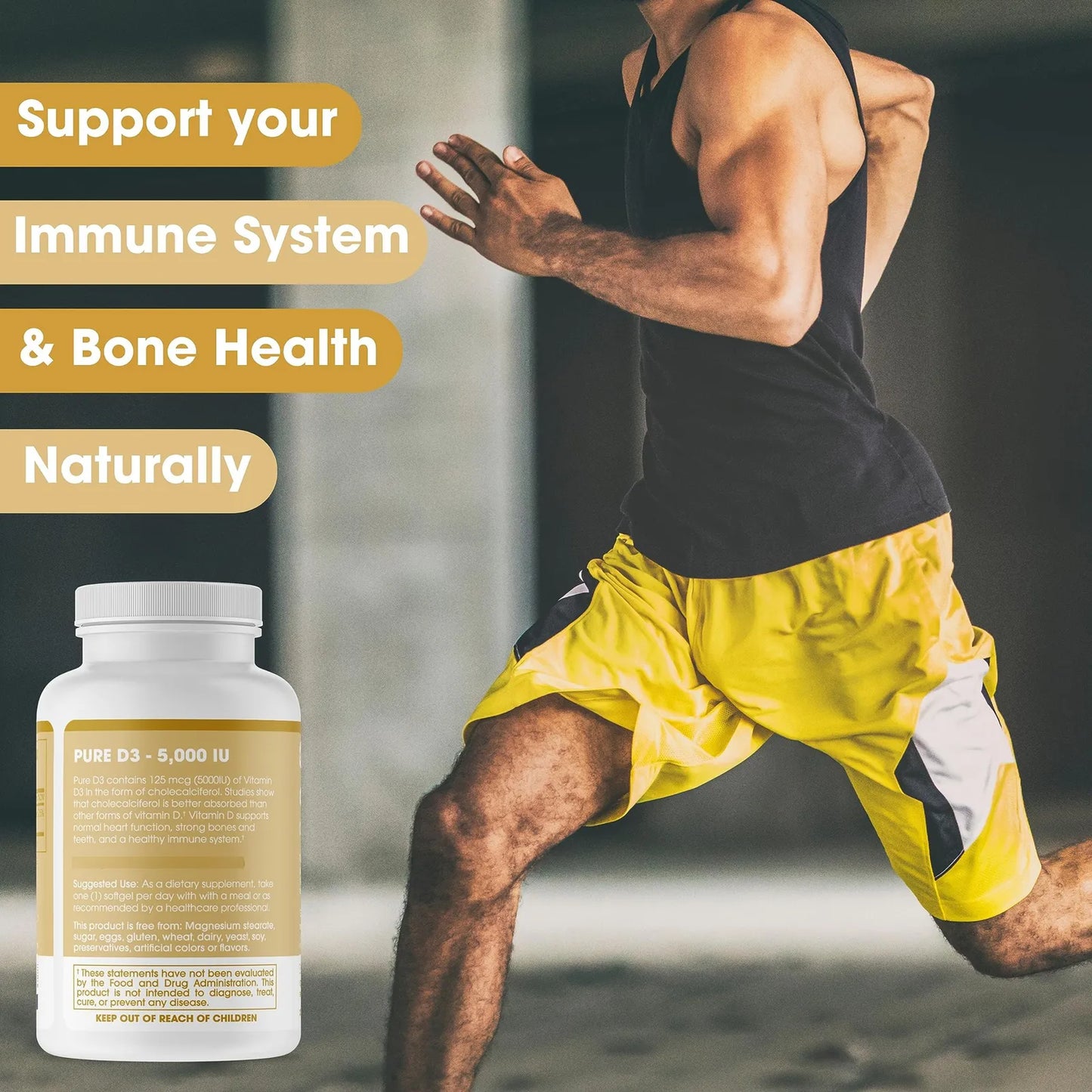 Vitamina D3 5000 UI Colecalciferol Soporte Inmunologico Huesos Y Musculos 90 Capsulas
