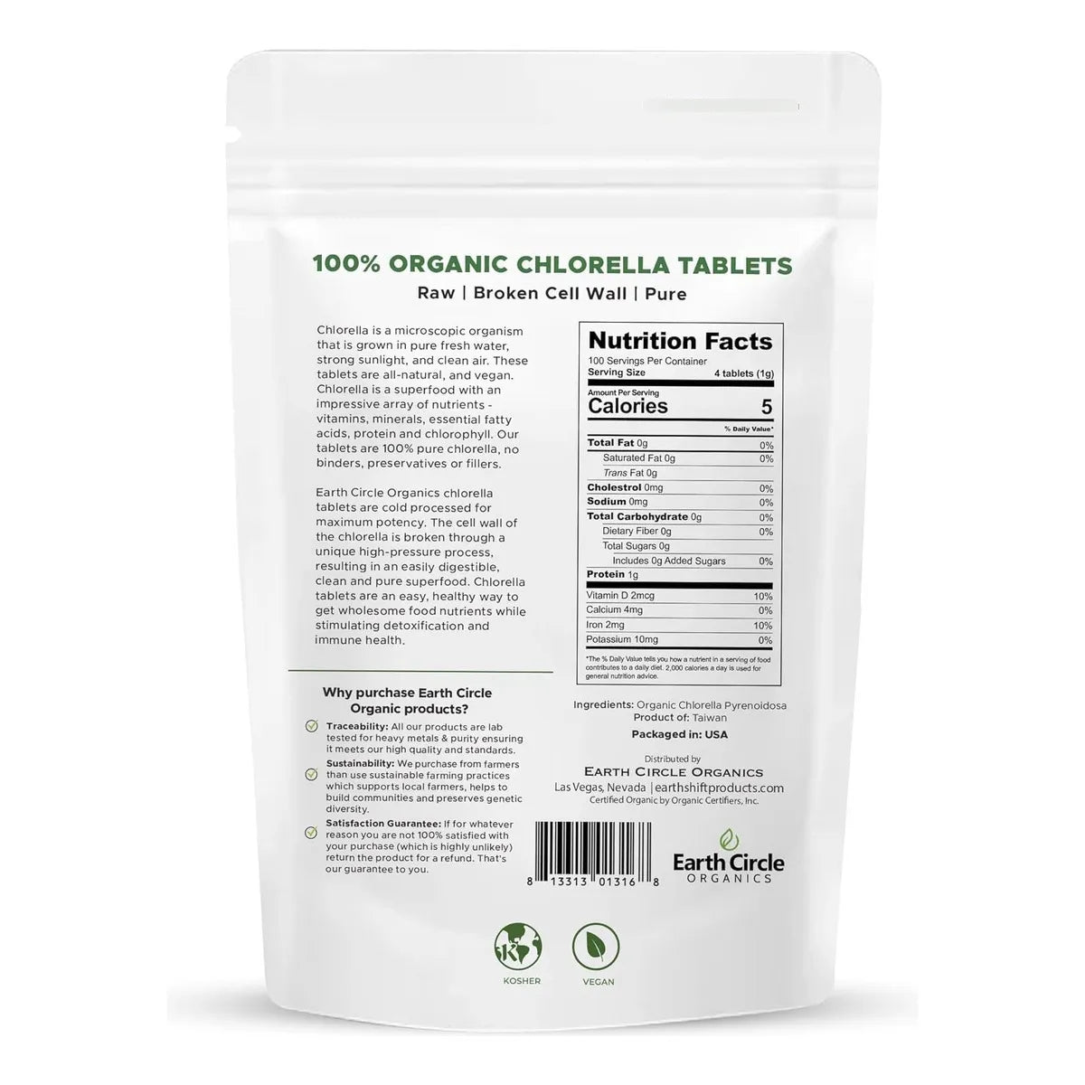 Tabletas De Chlorella Alta Potencia Clorofila Natural Superalimento Vegano