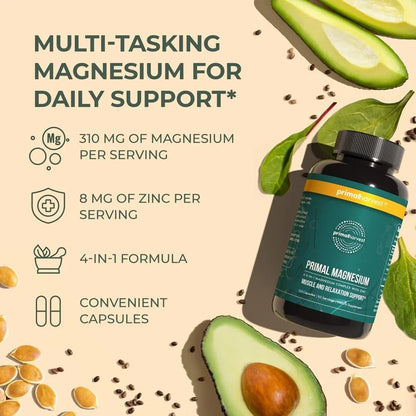 Complejo De Magnesio 310 Mg Con Zinc Glicinato Citrato Malato 120 Capsulas