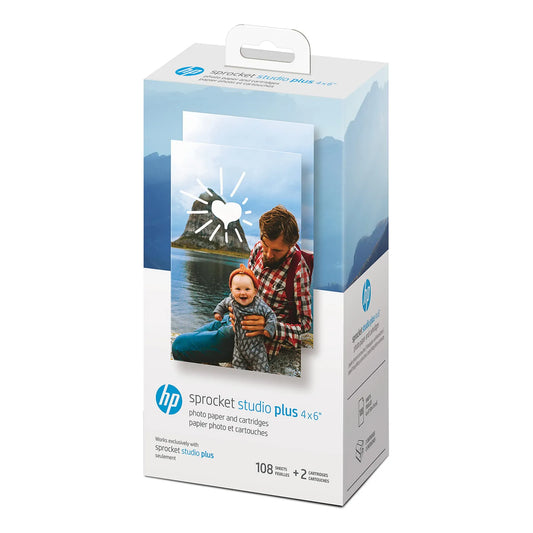 Papel Fotografico 4x6 Pulgadas Y Cartuchos Para Sprocket Studio Plus 108 Hojas Mas 2 Cartuchos