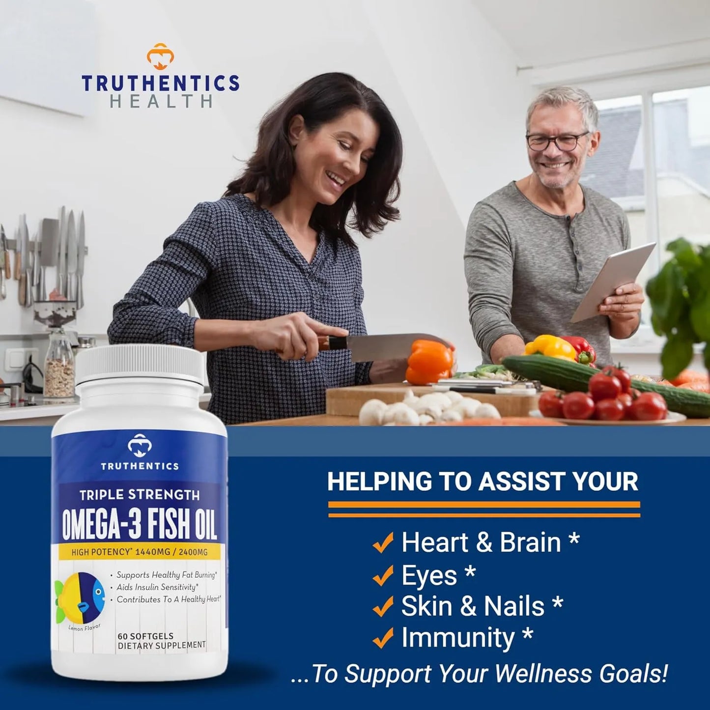 Aceite De Pescado Omega 3 2400 Mg Triple Fuerza Alto Epa Dha Suplemento Salud