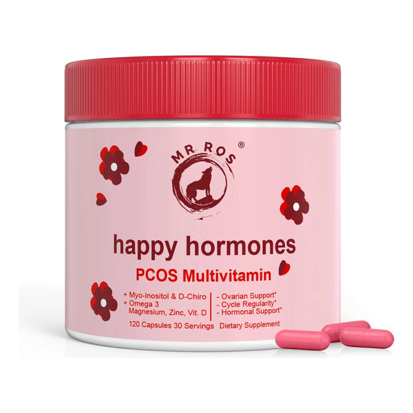 Happy Hormones PCOS Multivitamínico Con Mio Inositol D Chiro Inositol Omega 3 Vitamina D3 120 Cápsulas