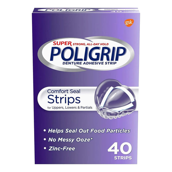 Tiras Adhesivas Super Poligrip Comfort Seal Para Dentaduras Postizas 40 Unidades
