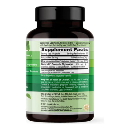 Quercetina Antioxidante Con Zinc 60 Cápsulas Veganas Apoyo Inmunológico