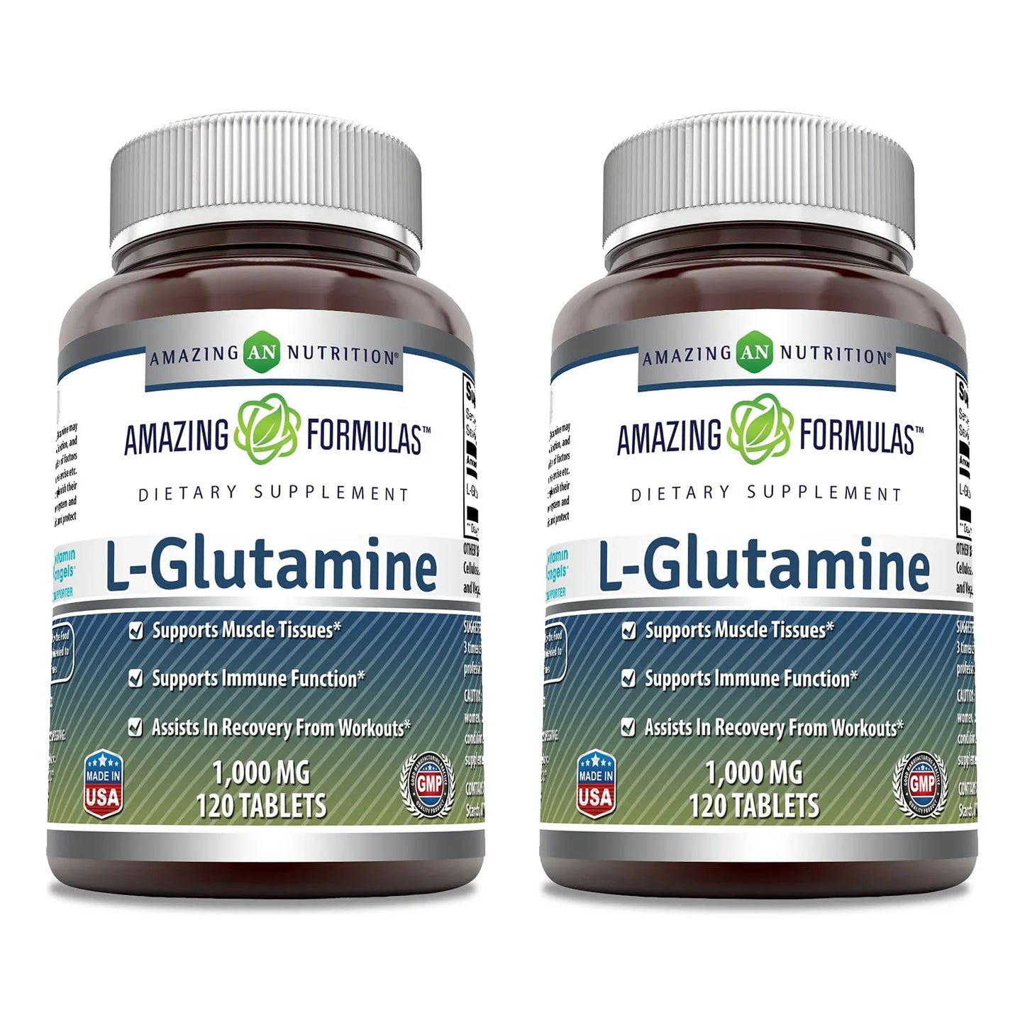 Tabletas De Glutamina 1000 Mg 120 Unidades Sin OMG Sin Gluten Fabricado En Ee Uu