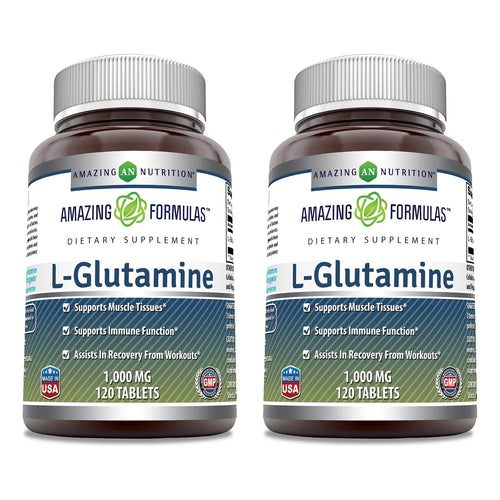 Tabletas De Glutamina 1000 Mg 120 Unidades Sin OMG Sin Gluten Fabricado En Ee Uu
