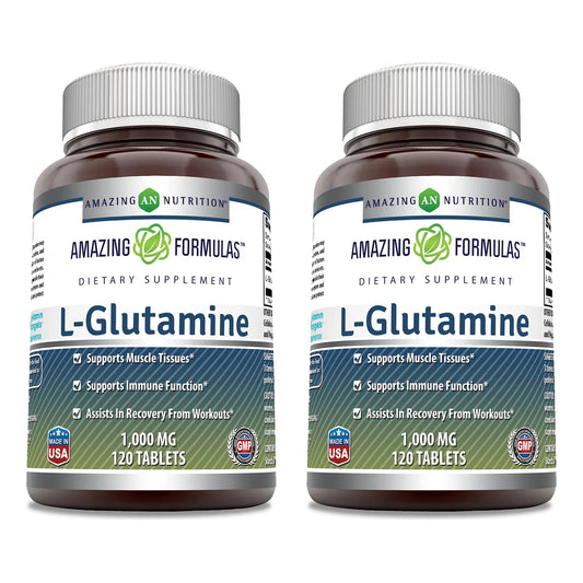 Tabletas De Glutamina 1000 Mg 120 Unidades Sin OMG Sin Gluten Fabricado En Ee Uu