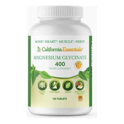 Glicinato De Magnesio 400 Mg Quelado Alta Absorción Alivio Muscular Y Soporte Óseo 120 Tabletas