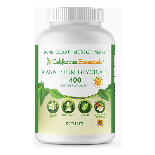 Glicinato De Magnesio 400 Mg Quelado Alta Absorción Alivio Muscular Y Soporte Óseo 120 Tabletas