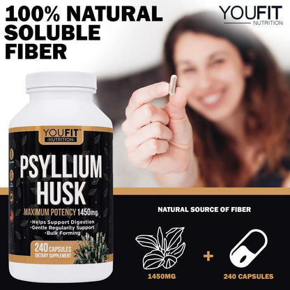 Capsulas De Psyllium 1450 Mg Fibra Soluble Natural Salud Intestinal Regularidad