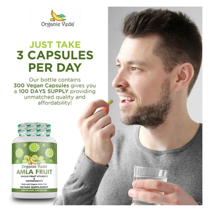 Cápsulas De Amla Orgánico 1500 Mg 300 Unidades Vitamina C Antioxidantes Vegano