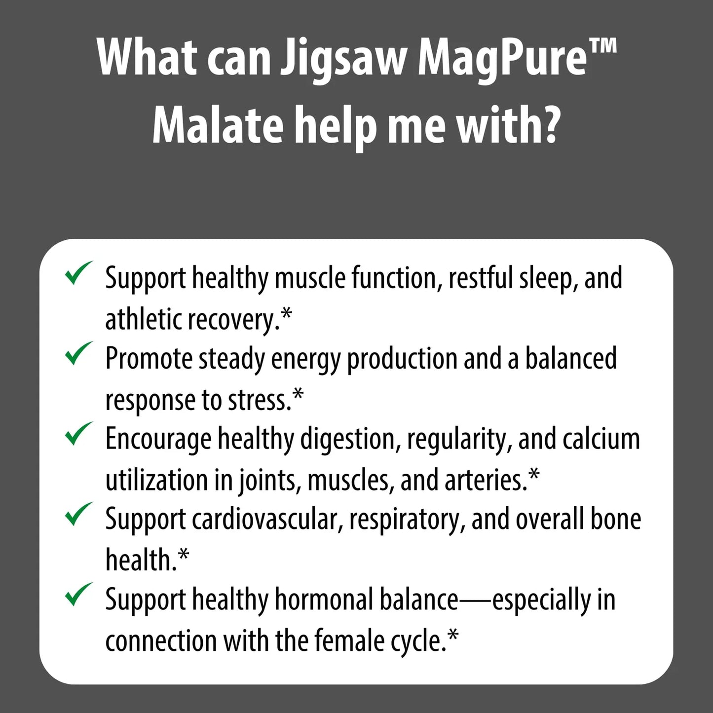 Capsulas De Magnesio Malato Premium 120 Unidades Jigsaw MagPure Energia Y Relajacion