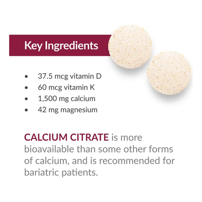 Citrato De Calcio Masticable 500 Mg Con Vitamina D3 Para Pacientes Bariátricos Sabor Cereza