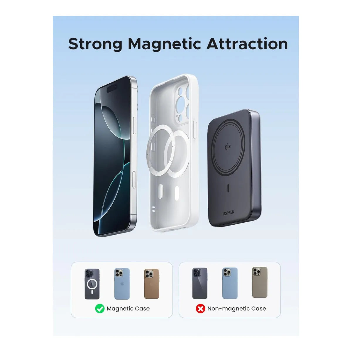 Power Bank Magnético Ugreen Qi2 10000mah Carga Inalámbrica Negro - Imagen 2