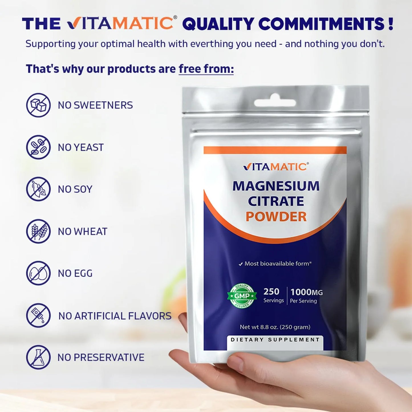 Citrato De Magnesio 1000 Mg Salud Muscular Articular Y Cardíaca 250 Porciones