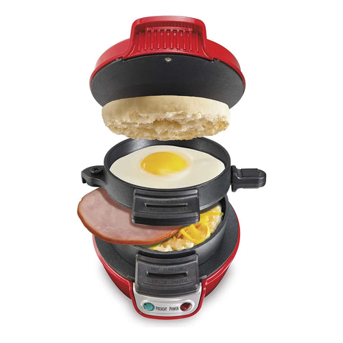 Sandwichera Desayuno Hamilton Beach Rojo Prepara Sándwiches En 5 Minutos