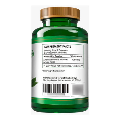 Vitaminas Orgánicas Anamu 1250mg 120 Cápsulas Cultivo Orgánico Eeuu