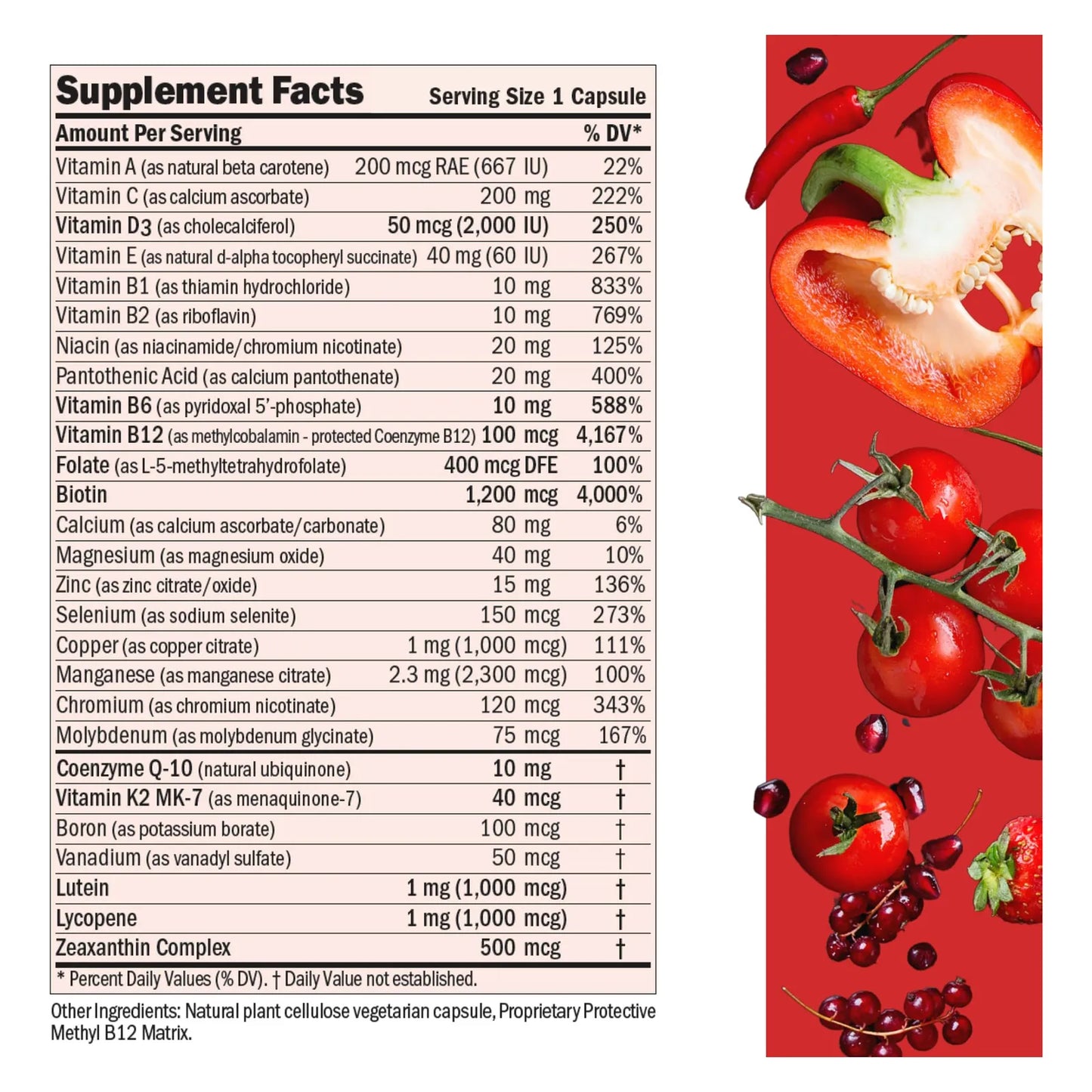 Multivitamínico Essential 1 Cápsulas Pequeñas Alta Potencia 24 Nutrientes