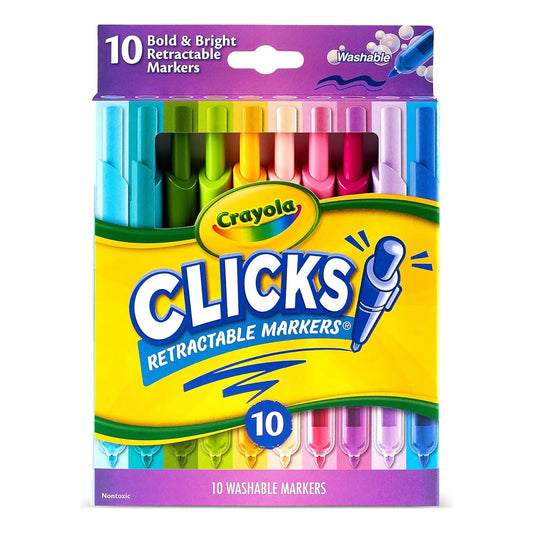 Marcadores Crayola Retractiles Lavables Brillantes X 10 Colores Vivos Seguros Para Ninos