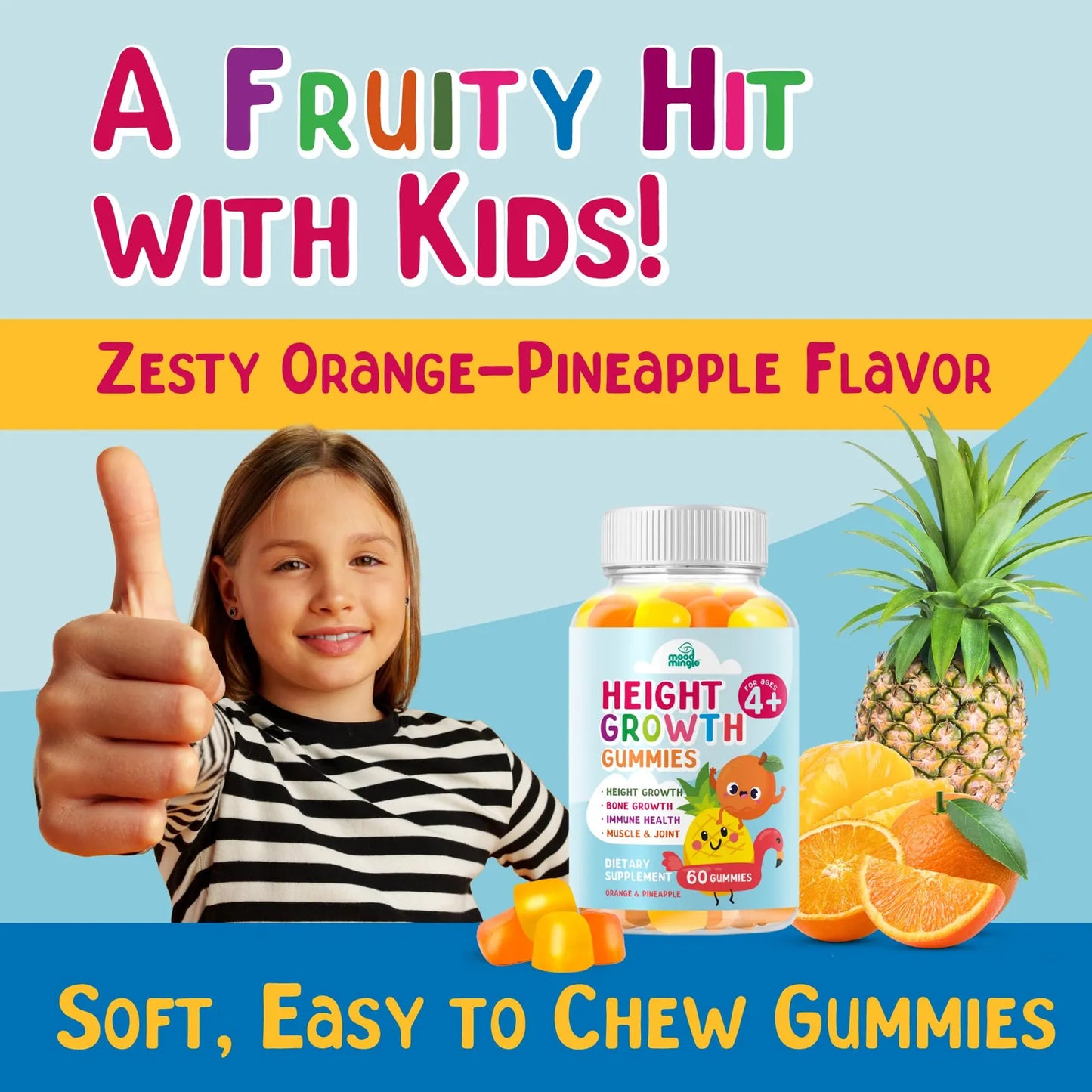 Gomitas De Crecimiento De Altura Para Niños Y Adolescentes Con Vitaminas Esenciales