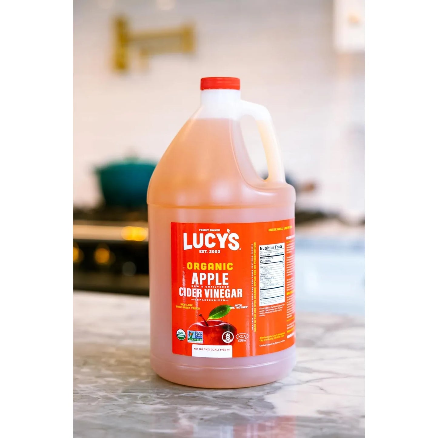 Vinagre De Sidra De Manzana Orgánico Lucy's 7.5 Litros Crudo Sin Filtrar Con La Madre