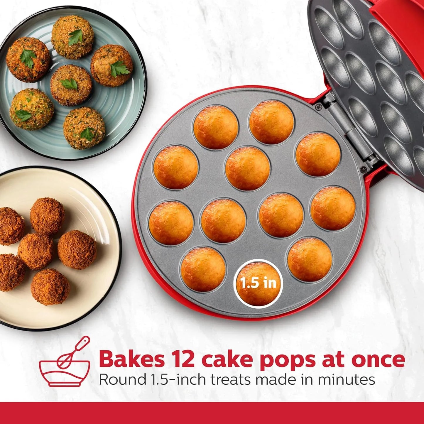 Máquina Para Hacer Cake Pops Holstein Housewares 12 Unidades Roja Antiadherente