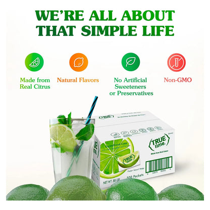 True Lime Potenciador De Agua 500 Sobres Sabor Lima Natural Sin Azúcar