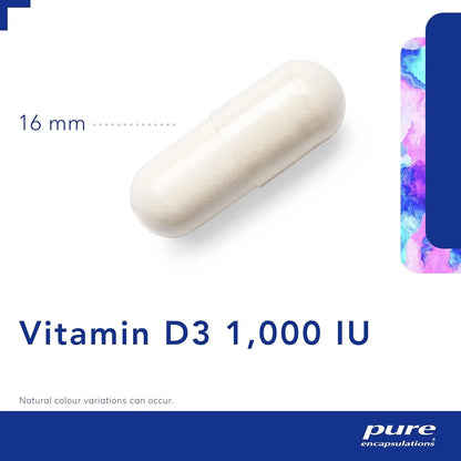 Vitamina D3 1000 IU Pure Encapsulations 120 Capsulas Salud Huesos Corazon Inmune