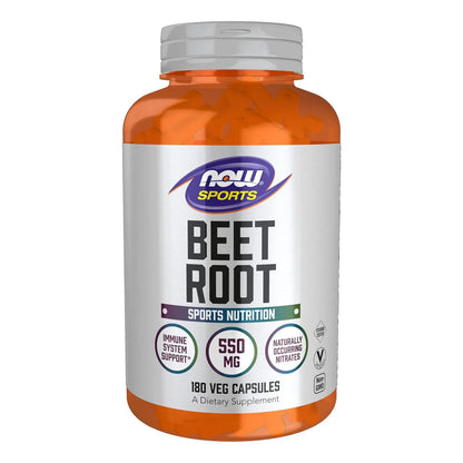 Cápsulas De Remolacha Raíz 550 Mg NOW Foods Nutrición Deportiva 180 Veganas