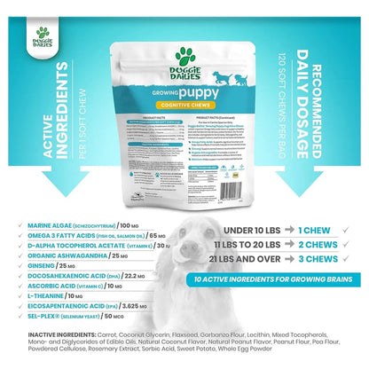Masticables Cognitivos Para Cachorros Con DHA Y Selenio Desarrollo Cerebral