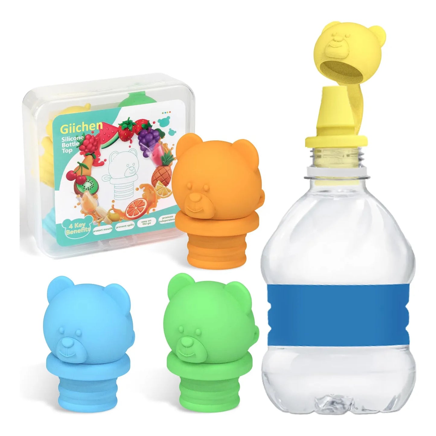 Tapas Antiderrames Silicona Para Botellas Pack De 4 Ajuste Perfecto Sin Bpa