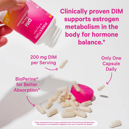 Suplemento DIM 200 Mg Plus BioPerine Equilibrio Hormonal Natural Para Mujeres