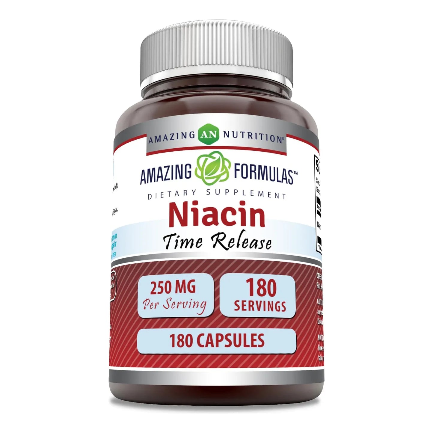 Niacina Vitamina B3 250 Mg 180 Capsulas Amazing Formulas Suplemento Usa