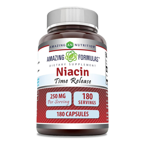 Niacina Vitamina B3 250 Mg 180 Capsulas Amazing Formulas Suplemento Usa