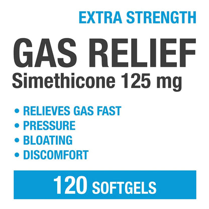 Cápsulas Blandas Extra Fuertes De Simeticona 125 Mg Alivio Rápido De Gases 240 Unidades