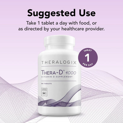 Vitamina D3 Thera D 4000 UI 90 Tabletas Apoyo Inmunológico Y Óseo