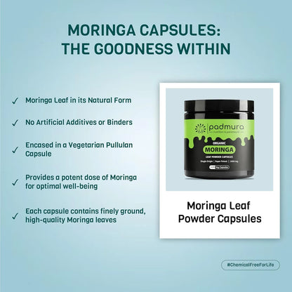 Cápsulas Orgánicas De Moringa Oleifera 1000 Mg Apoyo Inmunológico Vegano Sin Gluten