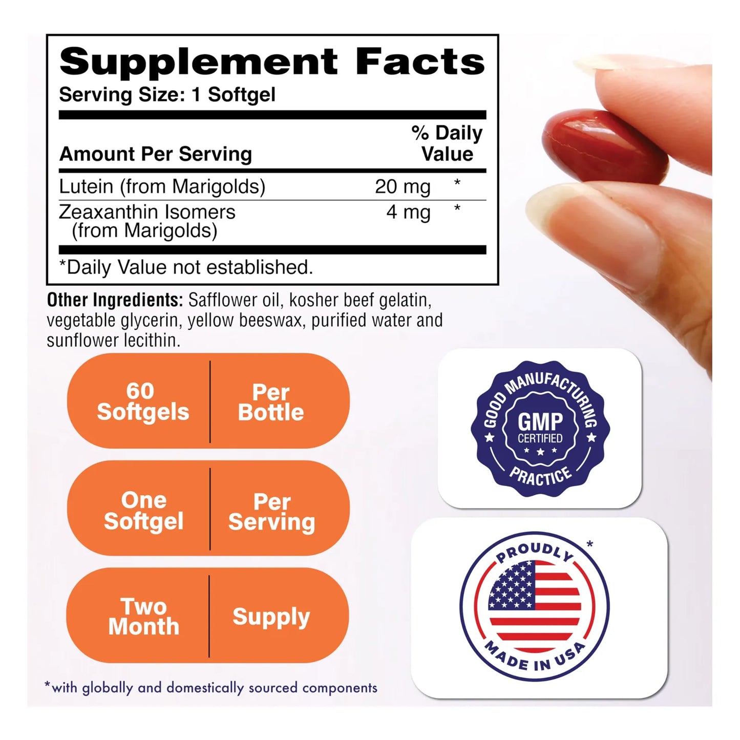 Luteina 20 Mg Con Zeaxantina 4 Mg 60 Capsulas Salud Ocular Piel Y Cerebro