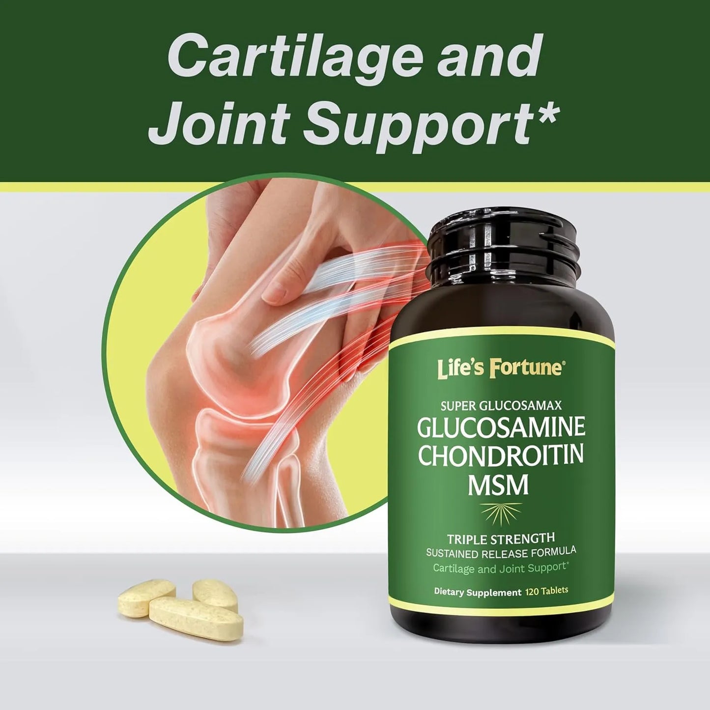 Glucosamina Condroitina MSM 1000 Mg Con Vitamina C Soporte Articular Premium 120 Tabletas