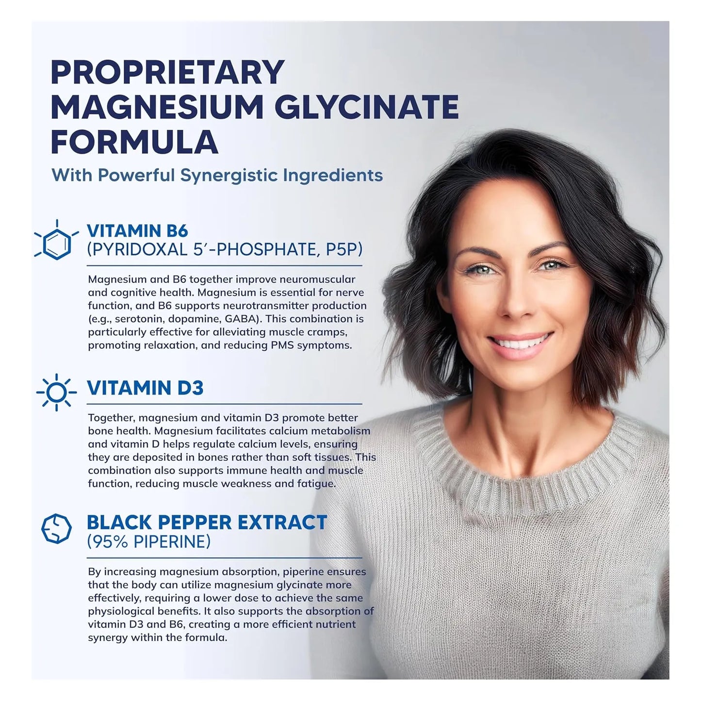 Glicinato De Magnesio 1000 Mg Con Vitamina D3 Y B6 Para Dormir Mejor Y Relajar Musculos 120 Capsulas